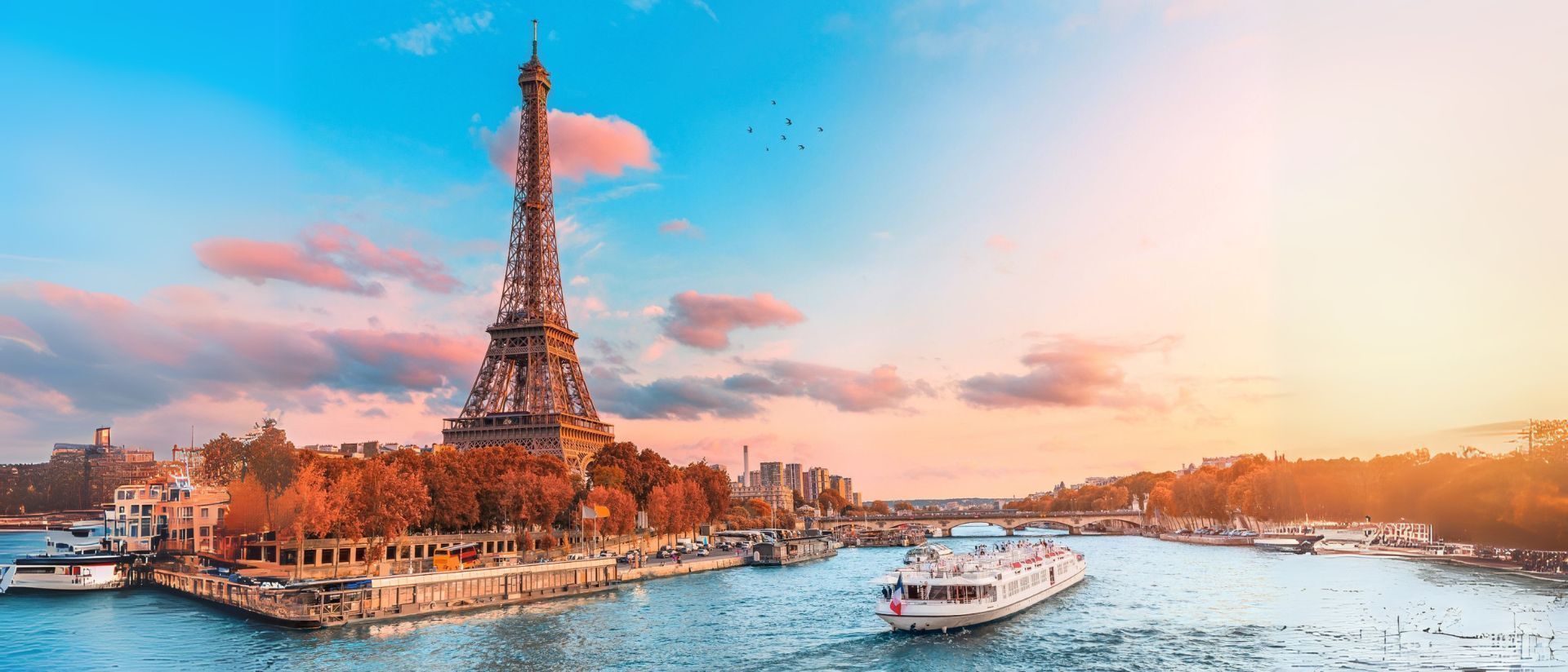 Paris skyline at dusk